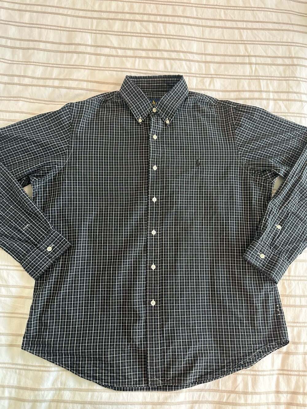 Polo Ralph Lauren Mens Black White Checkered Long Sleeve Button Down Shirt L